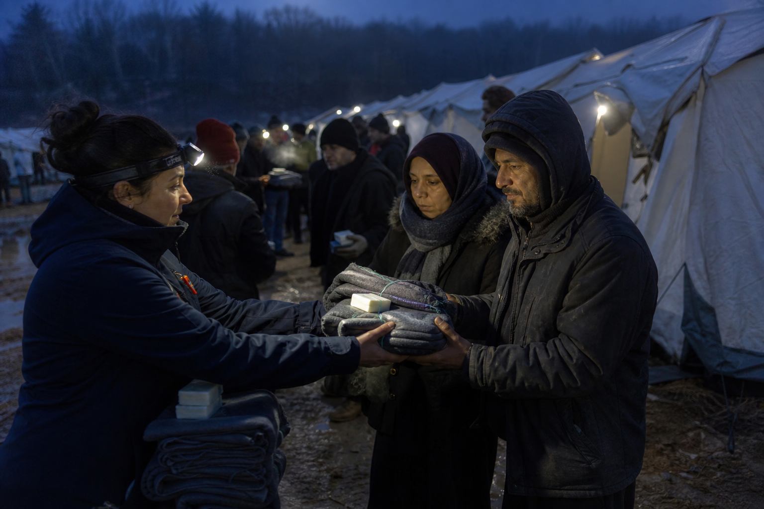 Winter blankets and hygiene packs